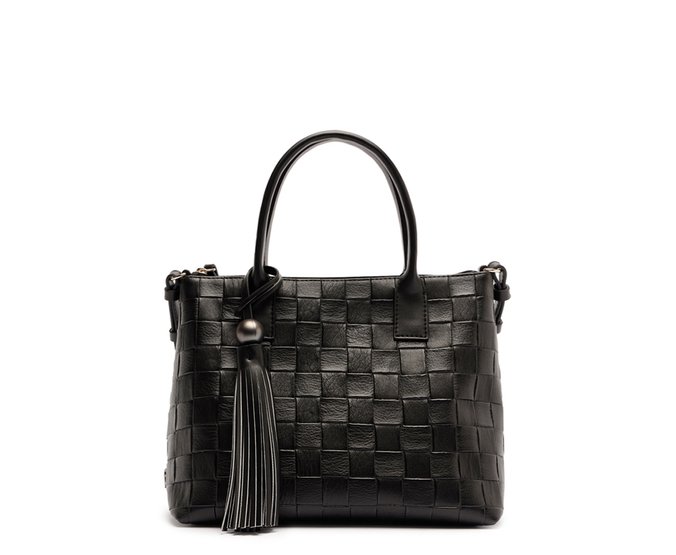 Bolsa Tote Média Tramada Preta