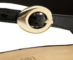 Sapatilha Slingback Salto Bloco Verniz Preta