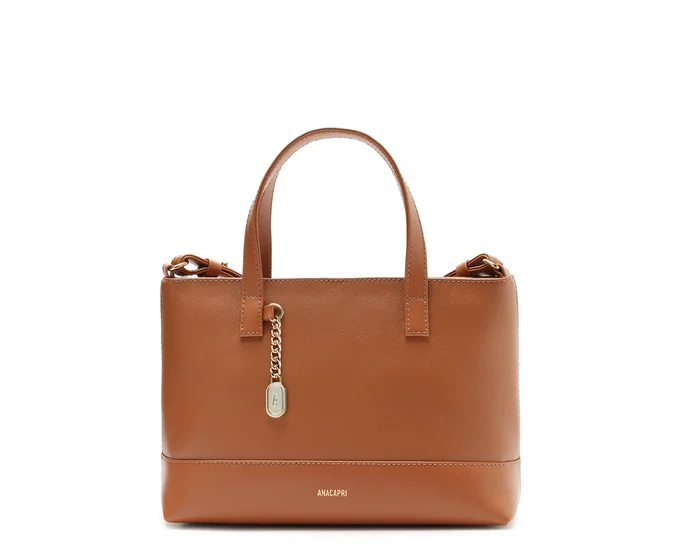 Bolsa Tote Média Lisa Chaveiro Marrom