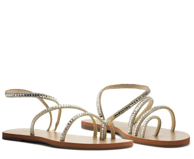 Sandália Multitiras Cristais Dourada - 39