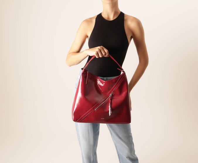 Bolsa Tote Grande Hobo Zíper Vermelha