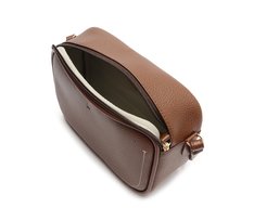 Bolsa Tiracolo Pequena Costura Ornamental Marrom