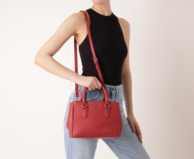 Bolsa Tote Média Cápsula Metal Vermelha