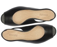 Sapatilha Slingback Peep Toe Preta