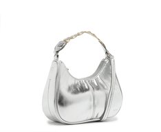 Bolsa Tiracolo Média Ondulada Platino Prata