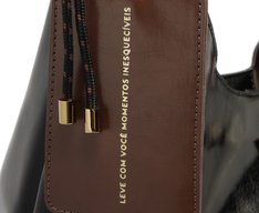 Bolsa Shopping Grande Boho Porta Cartão Preta