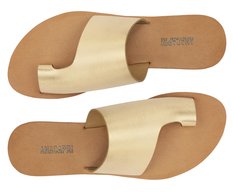 Rasteira Lisa Couro Dourada