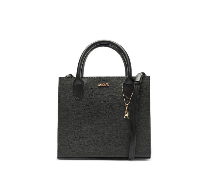 Bolsa Tote Média Pingente Anacapri Preta