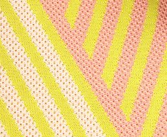 Bolsa Shopping Grande Knit Listrado Amarelo e Rosa