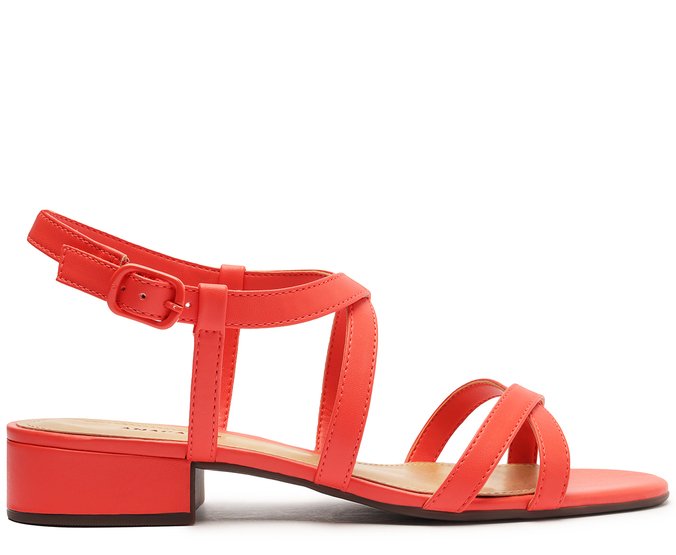 Sandália Salto Bloco Clássica Entrelaçada Laranja | Anacapri
