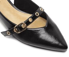 Sapatilha Slingback Tira Única Fivela Preta