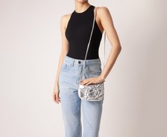 Bolsa Tiracolo Pequena Flor Prata