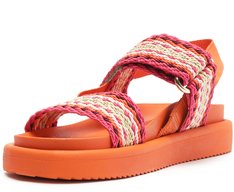Sandália Papete Laranja e Rosa Natural