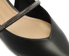 Sapatilha Slingback Tira Glam Preta