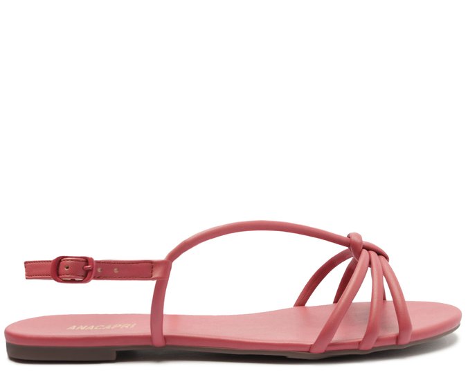 Sandália Rasteira Multitiras Nó Rosa Anacapri