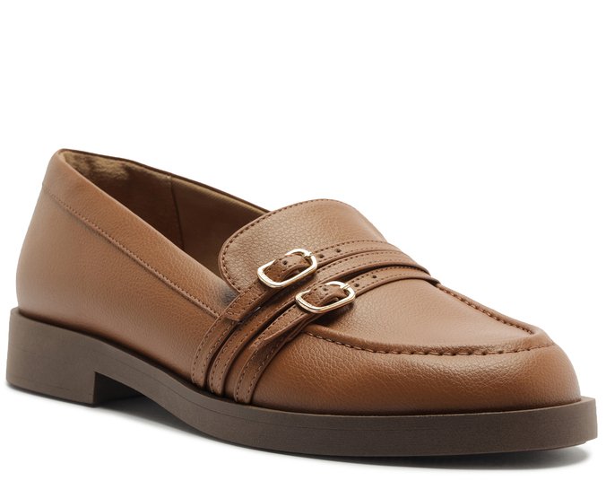 Mocassim Com Detalhes De Fivela Na Pala Marrom