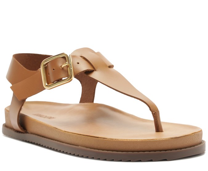 Sandália Papete Couro Atanado Fivela Marrom