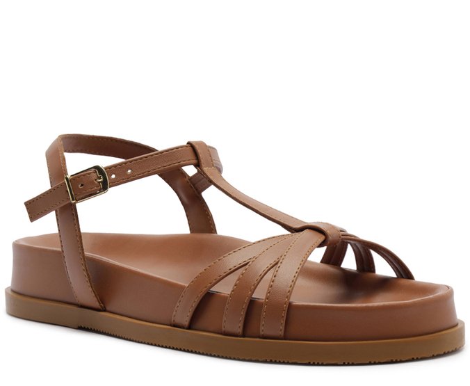 Sandália Papete Minimalista Tiras Finas Marrom