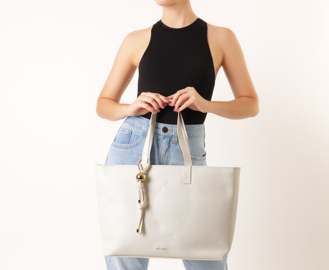 Bolsa Shopping Grande Cordão Entrelaçado Branca