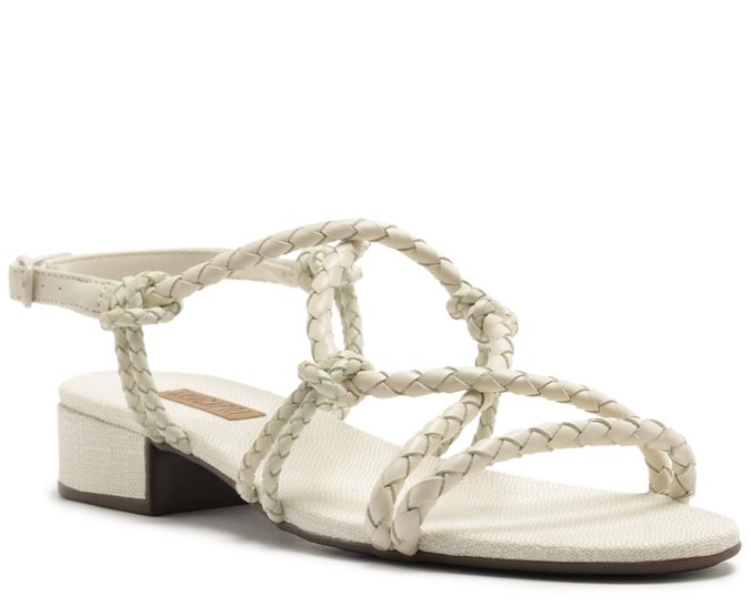 Sandália Salto Bloco Boho Branca