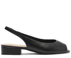 Sapatilha Slingback Peep Toe Preta