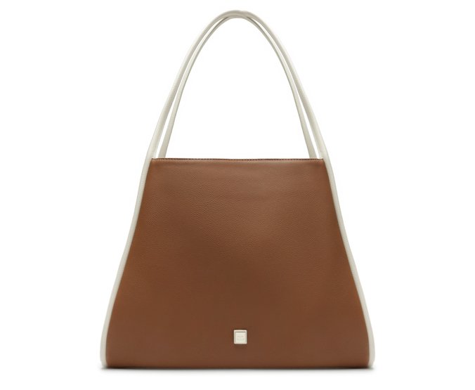 Bolsa Shopping Grande Boho Botão Marrom