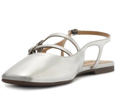 Sapatilha Slingback Bico Quadrado Tiras Prata