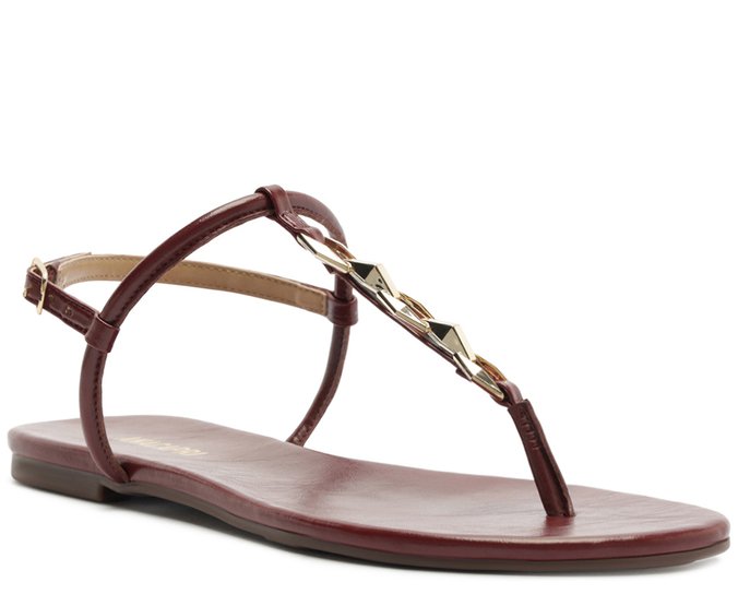 Sandália Rasteira Slim Metal Vermelha