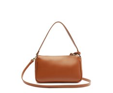 Bolsa Tiracolo Baguete Média Costura Ornamental Marrom