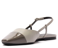 Sapatilha Slingback Ponta Prata Verniz Cinza