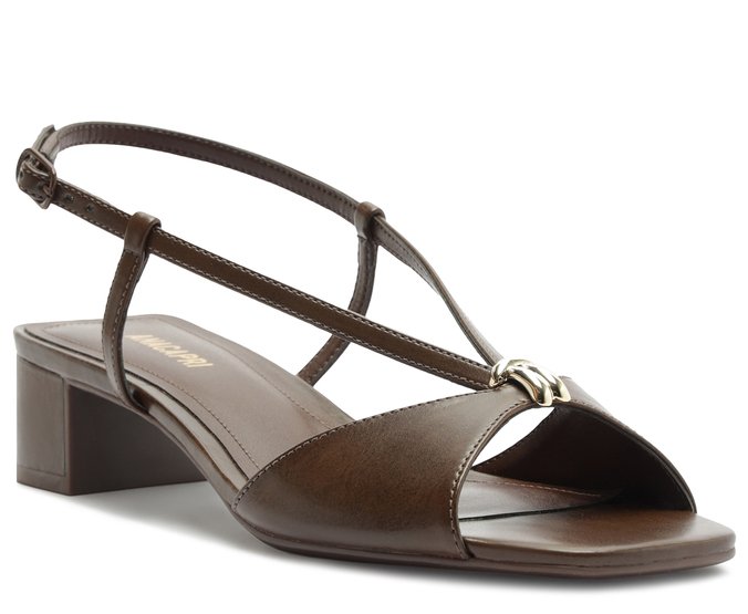 Sandália Peep Toe Tiras Finas Marrom
