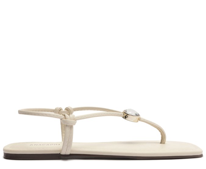 Sandália Bico Quadrado Slim Esfera Branca