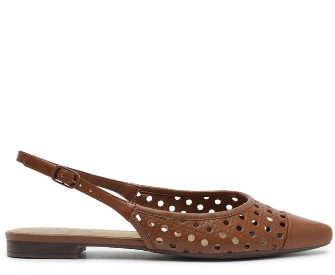 Sapatilha Slingback Vazada Marrom