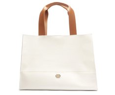 Bolsa Shopping Grande Com Necessaire Bicolor Branca
