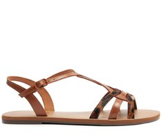 Rasteira Multitiras Couro Animal Print
