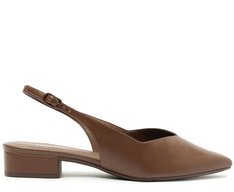 Sapatilha Slingback Salto Bloco Corte triangular Marrom