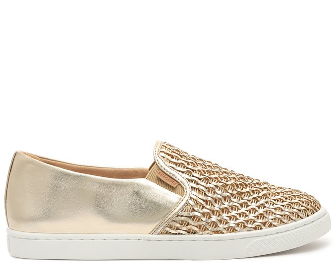 tenis slip on dourado