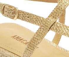 Sandália Assimétrica Glitter Dourada