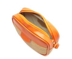 Bolsa Tiracolo Média Raffia Com Lenço Laranja