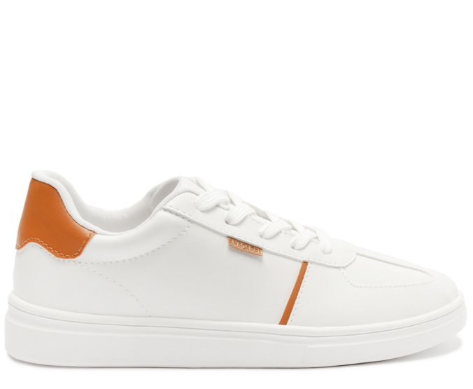 Tênis Detalhe Listra Lateral Branco E Marrom | Anacapri