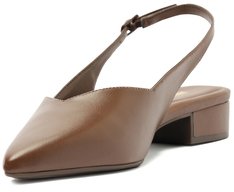 Sapatilha Slingback Salto Bloco Corte triangular Marrom
