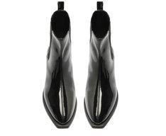 Bota Chelsea Cano Curto Bico Quadrado Verniz Preta