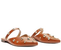 Mule Maxi Tachas Com Tira Marrom