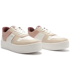 Tênis Listra Lateral Rosa E Branco