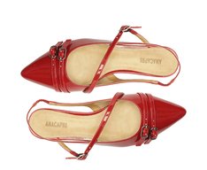 Sapatilha Slingback Fivela Dupla Vermelha