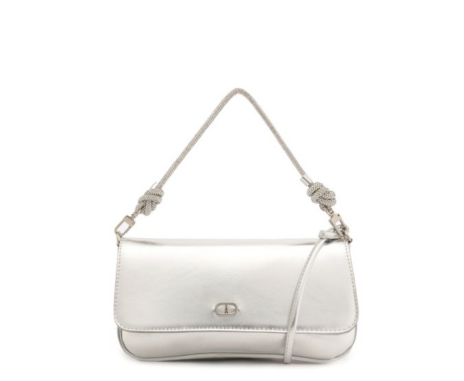 Bolsa Tiracolo Média Alça Glam Prata