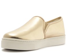 Tênis Slip On Sola Alta Liso Dourado