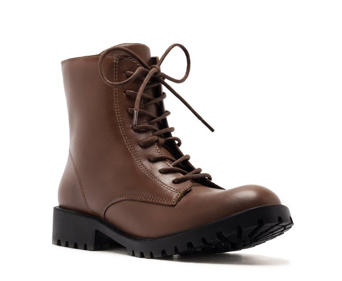 Bota Coturno Couro Marrom Cinnamon