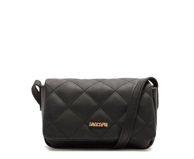Bolsa Tiracolo Pequena Matelassê Triangular Envelope Preta