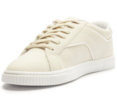 Tênis Detalhe Linhas Bege e Branco